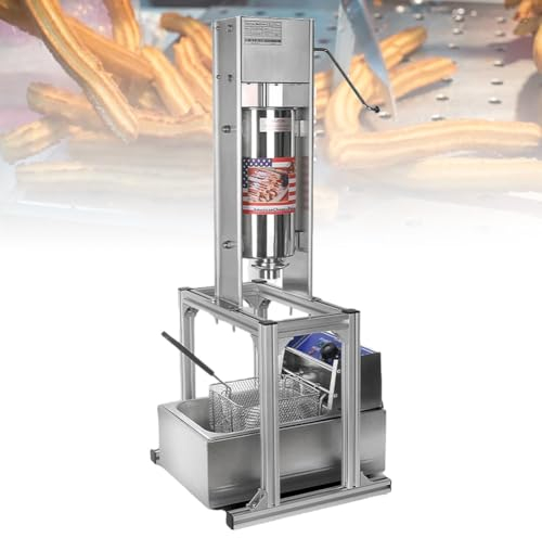 Manual Spanish Doughnut Maker, Electric Deep Fryer Churro Machine Filler, Stainless Steel Vertical Spanish Doughnut Maker With 4 Molds, for Restaurant, Cafeteria, Cake Room, Bakery