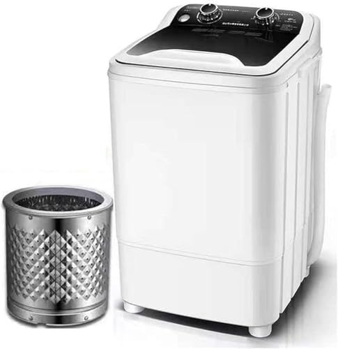 7 Kg Portable Single-Tub Washing Machine - Mini With Drain Basket | Ideal For Apartments, Camping, Dorm Room | 400W Washing Power(Color:Black)
