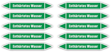 Pegatinas: 100 x 15 mm, 10 unidades – Grupo 1 – Agua – Identificación de tuberías – según DIN 2403 – Idioma: alemán – Agua ablandada