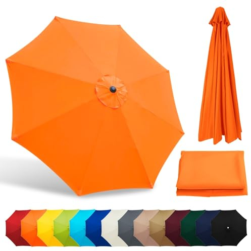 8 Streben Sonnenschirm Ersatzbezug 230cm 270cm 300cm Sonnenschirm Stoff UV Schutz Ampelschirm Bezug Windfest Regenschirm Baldachin für Garten Outdoor Markt Tisch Strand Schirm(Orange,300cm/9.8ft)