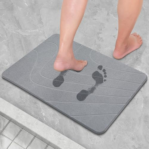 CARBURATEUR Kieselgur - Alfombrilla de baño antideslizante, alfombrilla de ducha, alfombrilla de baño de piedra, de secado rápido, 60 x 39 cm, alfombrilla de baño superabsorbente, alfombra de baño