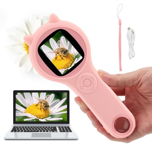 Digital Microscope for Kids with 2.0 Inch Ips Screen, 2mp 500x Manual Focusing Educational Handheld Kids Microscope, Portable Miniscope Pocket Monocular for Win Xp, Win7 8 10 11, Os X 11.0 and Above