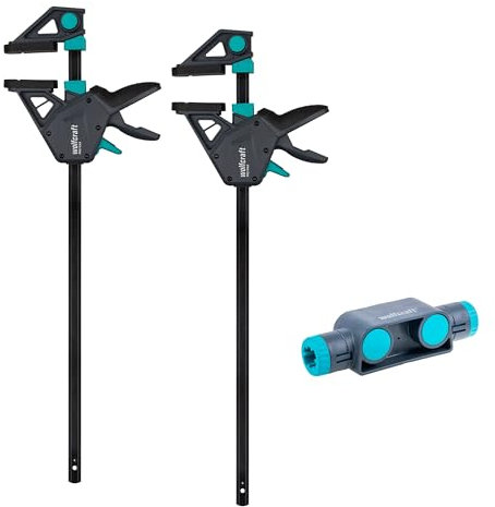 wolfcraft XL Einhandzwingen-Set PRO MAX I 8663060 I 250 kg Spannkraft für höchste professionelle Ansprüche I inkl Connector I Spannweiten von bis zu 1.060 mm I Made in Europe