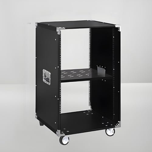 YQMHEZ 1-5-stufiger HiFi Rack, mehrlagiger bodenstehender Audio Rack HiFi Regal, Netzwerk-Server-Rack mit offenem Rahmen, mit Lenkrollen, Stereoschrank(Nero,1 Tier)