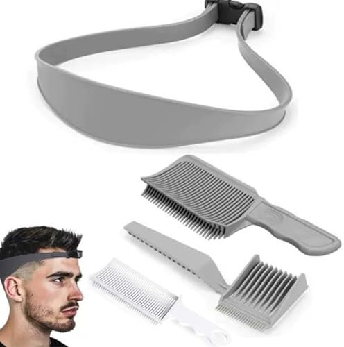 4 Pezzi Sfumatura Capelli Uomo Set, Pettine di Posizionamento Curvo con Taglio Capelli in Silicone e Pettine Sfumatura Capelli Uomo per Salone Parrucchiere Acconciature Da Uomo,Pettine Tagliacapelli