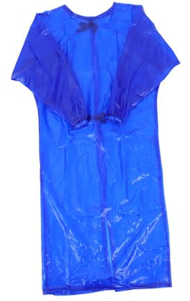 KONTONTY Waterproof Thick Long-sleeve Work Apron, Oil-resistant Unisex Protective Workwear for Industrial, Chemical and Food Processing, Blue Large Size