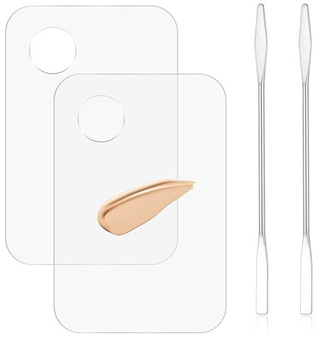 JJUNW 2 st. kosmetisk blandpalett, makeup blandpalett med spatel målningspalett klar akryl kosmetisk palett makeup konstnär verktyg för foundation nagelkonst ögonskugga