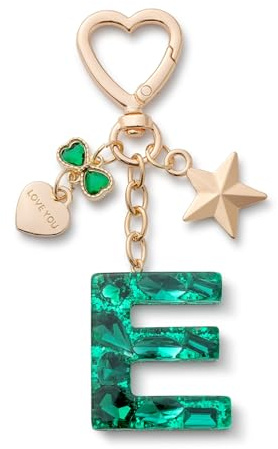 CHUQING Porte-clés lettre avec initiale avec lettres pour filles et femmes Vert-E