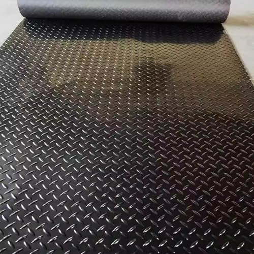 Tapis en Caoutchouc - Rouleau de revêtement de Sol antidérapant pour Garage, adapté à Une Utilisation en extérieur, revêtement de Sol pour abri de Jardin, épaisseur 1,5 mm,Noir,1.2x1m