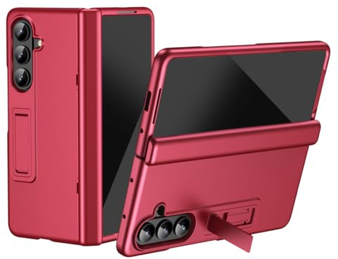 yanzi Compatible with SamSung Galaxy Z Fold 7-5G Smartphone Case[Red]+3D Tempered Glass/Cover 360 Full Body Anti-Drop Hinge Protective Mobile Case with Kickstand for Galaxy Z Fold 7-2025
