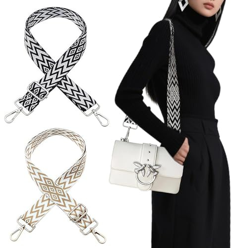 Oiieco 2 Stück Taschengurte zum Wechseln,3,8 cm Breiter Schultergurt für Taschen,Längenverstellbarer 75-145cm Schulterriemen,für Taschen und Handtaschen,Umhängetasche, Tragetaschen