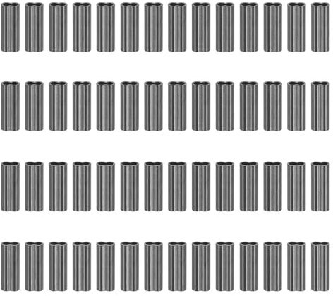 PATIKIL 3/64 1.2mm Wire Rope Loop Sleeve 100 Pcs Copper Double Ferrule Duplex Crimping Loop Sleeve for Wire Rope Cable Fittings Rigging Fishing Wire,Black