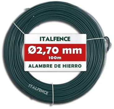 Alambre de hierro Ø2,70mm para tensión plastificado verde, 100m