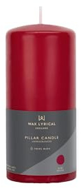 Red Unscented Pillar Candle – Made in The UK (Up to 70 Hours Burn Time)