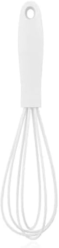 Set di mini fruste in silicone, frullatore per uova e frullatore per cuocere e cuocere, design compatto da 16,7 cm, con manico ergonomico, utensili da cucina lavabili in lavastoviglie (bianco)