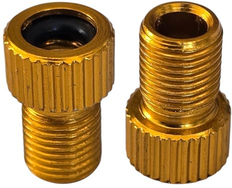 cyclingcolors 2X Embout Adaptateur raccord connecteur Pompe vélo Valve Presta Dunlop Schrader Chambre à air Pneu compresseur, Jaune