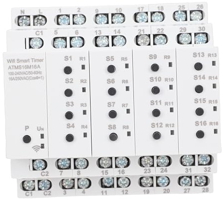 Generic Smart Switch WiFi, Interruttore Timer Intelligente 16A a 16 con Interruttori Esterni, Funziona con L'assistente per L'home Office