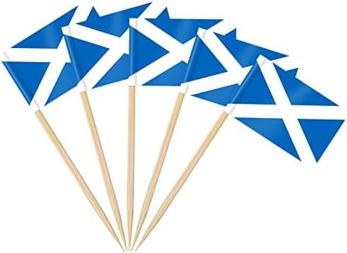 Posoto 200pcs Scotland Toothpick Flags, Professional Cocktail Stick Flag for Food Decoration, Patriotic Scottish Catering Supplies for Burns Night, St Andrew's Day, Banquets & Bar Tableware