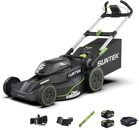 SUNTEK 40V 51cm Akku-Rasenmäher Selbstfahrend mit Radantrieb, Bürstenloser Motor mit 2 x 4,0Ah Akkus, inklusive Schnellladegerät, App-Steuerung, Modell SLM4521 Upgraded