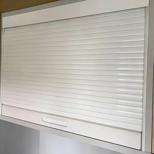 Vibeo Rolladenschrank Küche Aufsatz Rolltür-Schrankset mit Schiene, Weiße Dekorative Rolltür, 50 60 70 80 90 cm Breit, Einziehbare, Maßgefertigte Schranktür für Küche, Wohnmobil(24x22in(61x55.9cm))