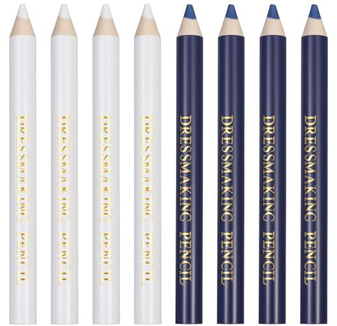 Aysatogc 8PCS Fabric Pencils for Sewing, White and Blue Water Soluble Sewing Fabric Maker White Marking Pencils Tailors Chalk for Tailors, Quilting, Dressmaker & DIY Crafts