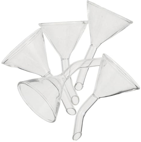 TOPBATHY Embudos de Vidrio Transparente para Lámpara de Queroseno, Boquilla Estrecha de 40 Mm, 5 Unidades, Embudos de Llenado Precisos para Cocina, Laboratorio y Uso Doméstico