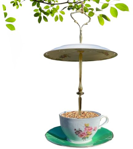 para Pájaros en Forma de Taza de Té,Decoración de jardín,Recipiente de Comida para Aves de Exterior | para jardineros, propietarios de viviendas, Patio, jardín