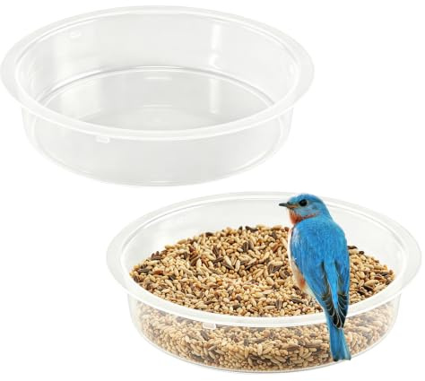 NIXRET 2 Pcs Bird Water Bowl Replacement Bird Feeder, Plastic Wild Bird Water Dish, Transparent Outdoor Wildlife Feeding Station