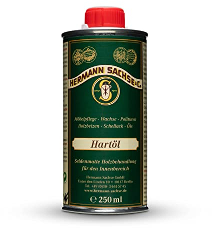 Hermann Sachse Hartöl 250ml für Eiche Nussbaum Akazie Buche - farblos Holzöl zur Pflege im Innenbereich Arbeitsplattenöl - Öl für Tische - Möbelöl auf Basis Leinölfirnis