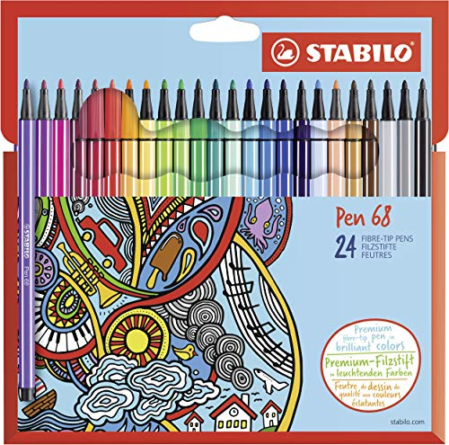 STABILO - Premium-Filzstift - Pen 68-24er Pack - mit 24 verschiedenen Farben