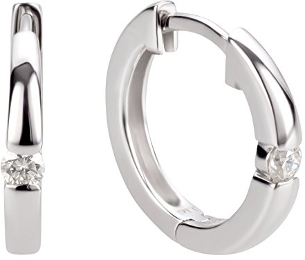 Ardeo Aurum Damen Ohrringe-Creolen aus 375 Gold Weißgold mit 0,1 ct Diamant Brillant Klapp-Creolen
