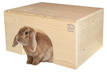 Resch Nr13 Kaninchenhaus flach naturbelassenes Massivholz aus Fichte/extra groß, für 2 Kaninchen