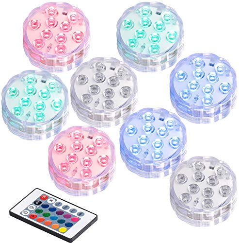 Lunartec Poolbeleuchtung: 8er-Set RGB-LED-Unterwasserleuchten mit Fernbedienung, IP68 (Poolbeleuchtung LED, Streifen, Mini)