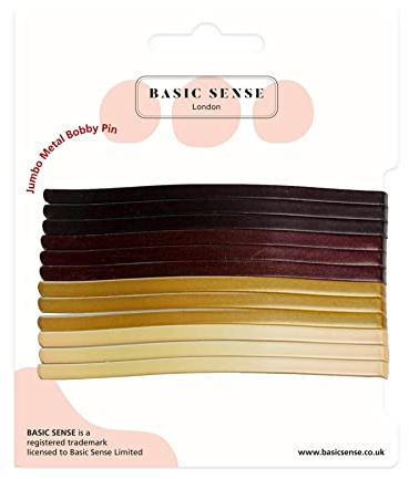 Basic Sense Jumbo Metal Hair Pins Sturdy Strong Bobby Slides Clips For Thick Hairpins for Unisex a pack of 12pcs
