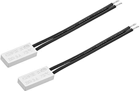 sourcing map 2 STK. Normalerweise geschlossener Temperaturschalter, 75℃ N.C 5A Thermoschalter Thermostat Bimetall Temperaturregler Schalterregler