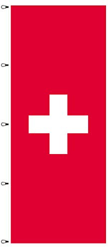 Schweiz Flagge 120x300 cm Fahne Switzerland Nationalflagge Nationalfahne Stoff 110g / qm für Fahnenmasten mit Ausleger