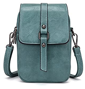 myfriday Vintage Umhängetasche für Damen Kleine Schultertasche Handtasche Messenger Bag Handytasche mit 2 Haupttaschen & Kopfhörerloch