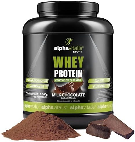 Whey Protein Pulver 1 kg – CFM Molkenprotein Konzentrat Whey Schoko | Cremiges leckeres WPC Eiweißpulver für Proteinshakes, Kraftsport & Fitness – cross-flow-mikrofiltriert ideal für Muskelaufbau