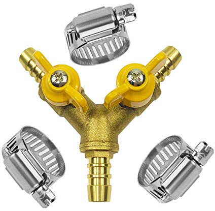 Da by Hose Barb Kugelhahn 3/8 Messinganschluss Y-förmiger 2-Schalter-3-Wege-Anschluss (für Schlauch-ID 10 mm-11 mm).