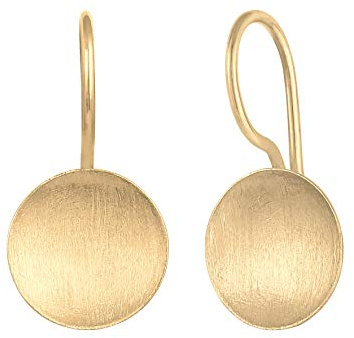 Nenalina Ohrringe Silber 925 Damen Ohrhänger mit Kreis Plättchen Disk | gebürstet (14 mm)