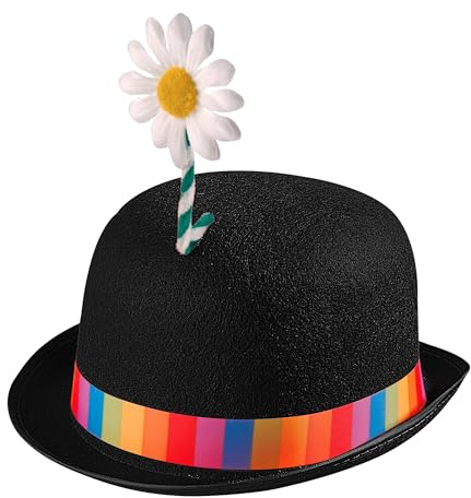 W WIDMANN MILANO Party Fashion - Chapeau Clown avec fleur, melon en feutre, chapeau, accessoire pour costumes de carnaval