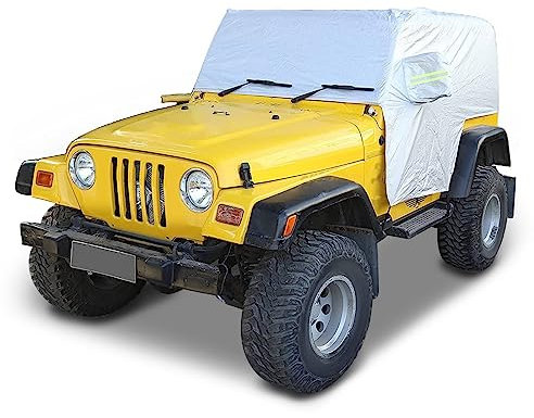 RT-TCZ Car Rain Snow Sunshade Cover Accessories for 1997-2006 Jeep Wrangler TJ Windproof Dustproof Scratch Resistant Outdoor UV Protection Auto Cover