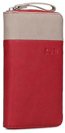 Zwei Damen Geldbörse Eva EV2 langes Portemonnaie 15 Kartenfächer, Sichtfach, 2 Scheinfächer, Geldbeutel mit Münzfach & umlaufenden Reißverschluss, weiches Kunstleder in Bicolor