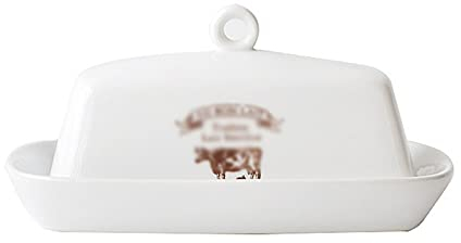 Plato de Mantequilla para Encimera Patrón de vaca retro de estilo nórdico Plato de mantequilla de cerámica con plato de snack for tapa for hotel en casa y al aire libre Contenedor de Mantequilla, Alma