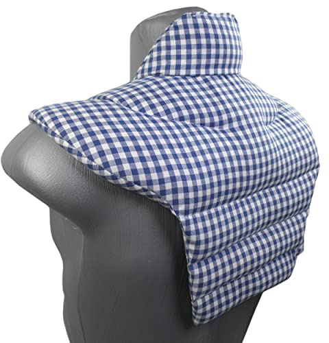Nackenhörnchen HWS - Nacken + Schultern + Rücken - blau-weiß - Johanniskernkissen - Nackenkissen Wärmekissen - Nacken-Wärmekissen für Mikrowelle und Backofen
