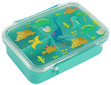IDRINK Lunch Box - Porta merienda alimentaria con cubiertos para niños, pícnic, escuela con dibujos de infancia, sin BPA (DINO)
