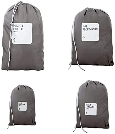 4 Pezzi Borsa da Viaggio con Coulisse,Borsa Portaoggetti in Nylon Impermeabile con Coulisse,Borse Impermeabile Sacca da Ginnastica per Casa,Viaggio
