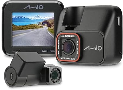 Mio MiVue C588T Dual Car Camera Dash Cam Full HD 1080P @30fps, Starvis CMOS,2M Sensor, FOV 140/130, GPS, Rear Camera T35 in Package, Display 2.0 Inches, MMC up to 25 6GB, SU. percapacitor