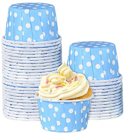 Hapivida 100 st Cupcake Cups, Mini Pappers Cake Cupcake Baking Cups, Födelsedag Muffin Wrappper Cupcake Bakform Cup Liners för Party Bröllop Festival(Blue)