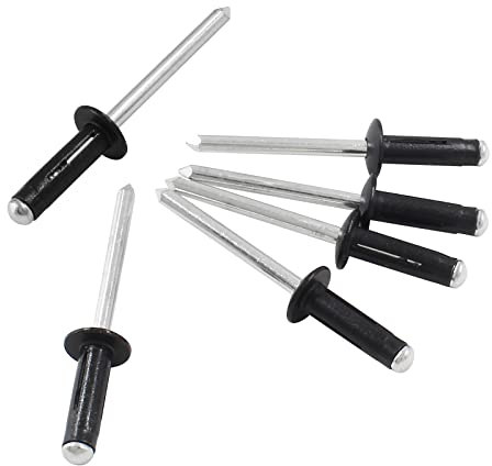 Kyuionty 60 Stück 3/16 Zoll x 5/8 Zoll dreifach gefaltete explodierende Pop-Nieten, Aluminium-Blindnieten mit großem Kopf (schwarz)